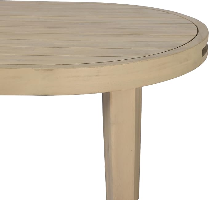 Christopher Knight Home Domac Acacia Wood Dining Table Set for 6, Solid Wood Outdoor Dining Set for 6, Oval Patio Dining Table and Chair Set with Cushion & Rope Accent, Cream Beige+Grey+Light Teak