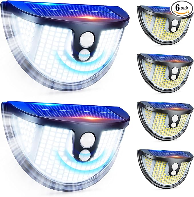 Solar Motion Sensor Lights Outdoor, 151 LED Super Bright Solar Lights 270° Angle,Wireless Security Wall Light with 2 Lighting Modes, IP65 Waterproof Solar Powered Fence Lights for Patio,Yard,Walkway