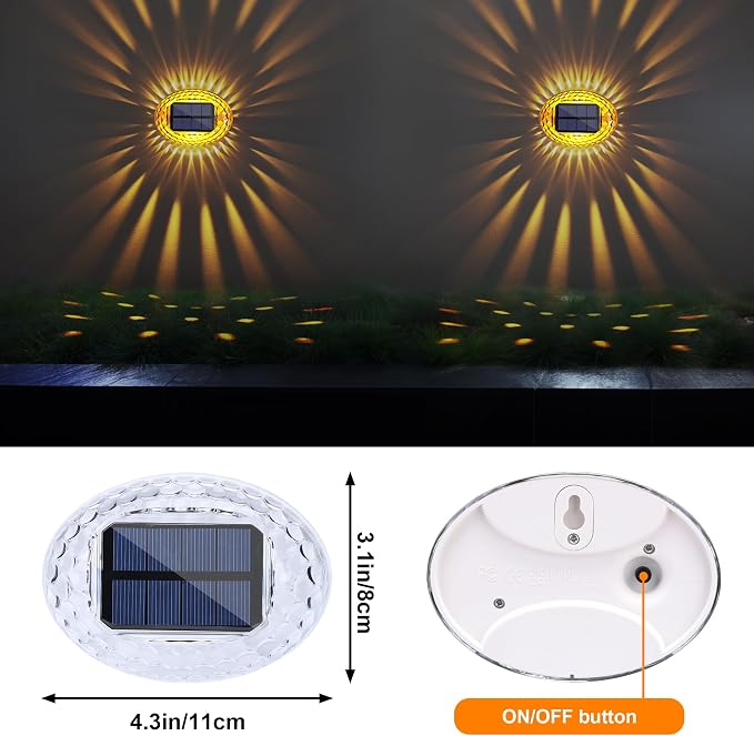 LYHOPE Solar Fence Lights Outdoor, IP65 Waterproof Solar Light for Outside, 12 Pack Deck Light for Backyard, Railing, Patio, Deck Fence, Stair Railings and Wall (Warm Yellow)