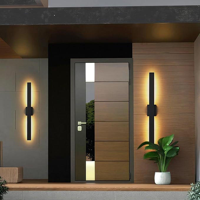 40.1inch Long Outdoor Modern LED Wall Light, Waterproof IP65 Warm White Led Wall Mount Lighting Fixture Black Outdoor Wall Sconces Outside Lights for House Garage Front Door Patio 1Pack