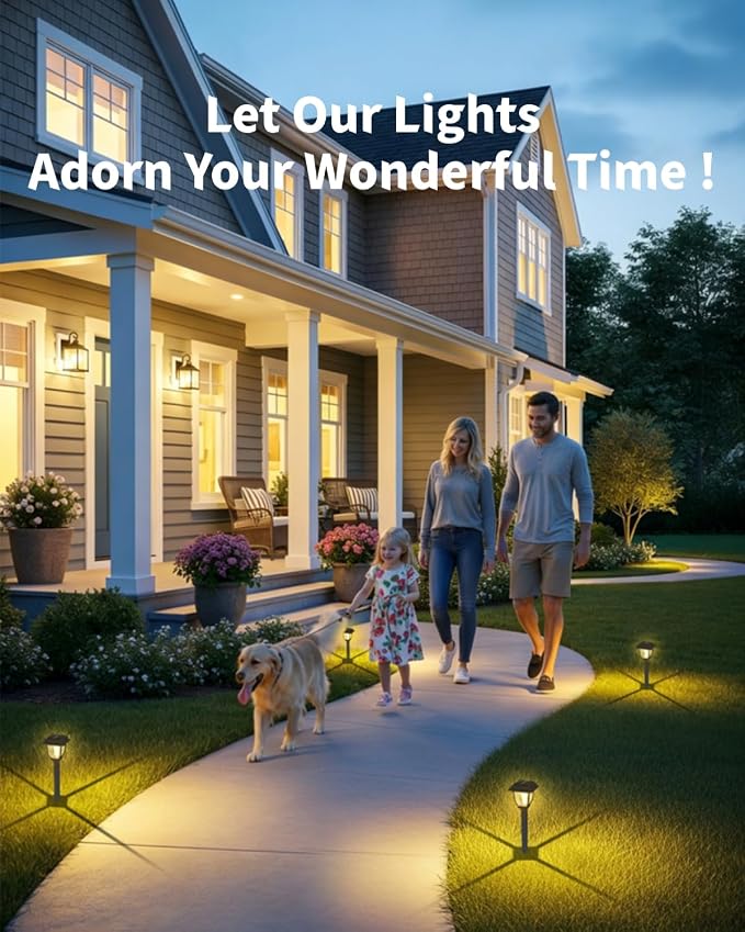 Solar Pathway Lights 2 Pack Mini Outdoor 3000K Bright Auto On/Off Solar Garden Lights Long Lasting Solar Powered Landscape Light for Path Yard Walkway Lawn Driveway Decor Lighting - Warm White