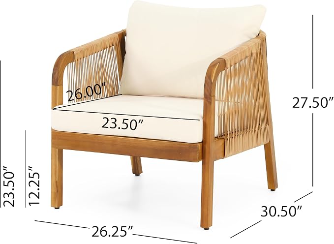 Merax 4-Piece Outdoor Acacia Wood Wicker Patio Conversation Set with Loveseat,2 Chairs and Coffetable,Faux Rattan Accents