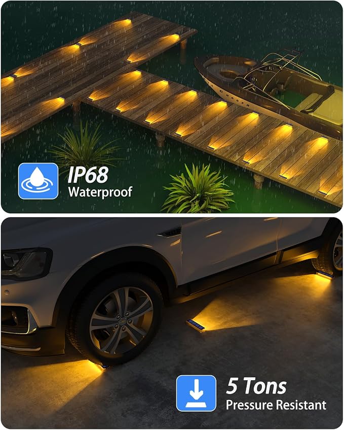 DetarZinLED Solar Step Lights for Outside,6 Pack Solar Stair Lights Outdoor Waterproof,Warm White Deck Light Solar Powered Waterproof for Steps,Stairs,Walkway,Sidewalk,Patio,Pathway