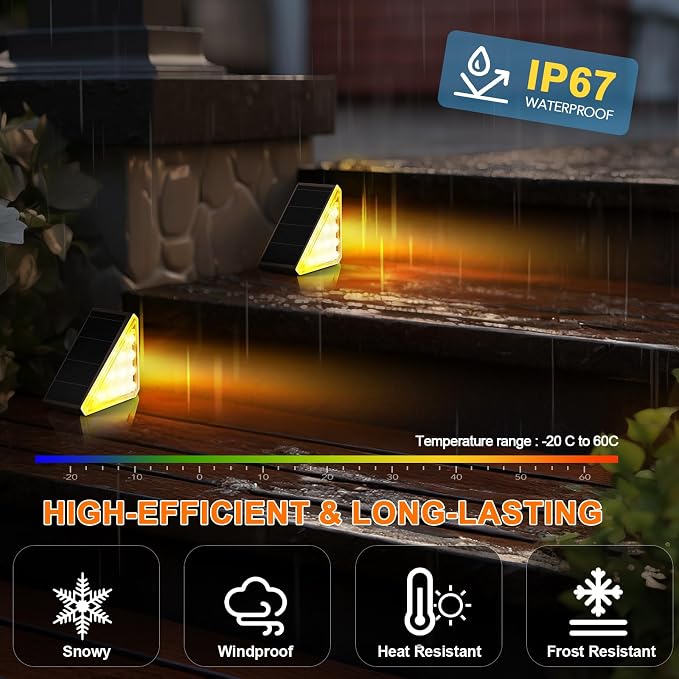 AUDLES Solar Stair Lights,12 Pack Warm White Step Lights Outdoor Waterproof | LED Solar Deck Light for Outside, IP67-WATERPROOF Light Decor for Stair, Front Step, Front Porch, Patio and Backyard(Brown)