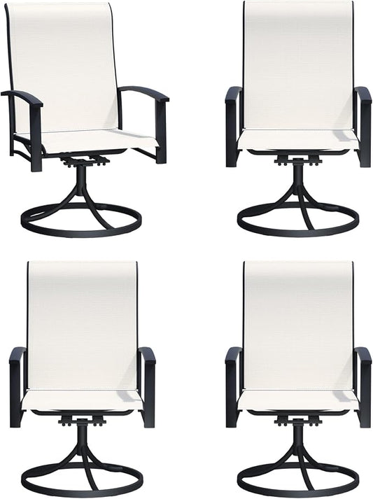 Outdoor Swivel Rocker Dining Chair Set of 4, All Weather Patio Dining Chair with Textilene High Back and Metal Frame, Backyard, Lawn Garden and Deck Porch Patio Furniture Set