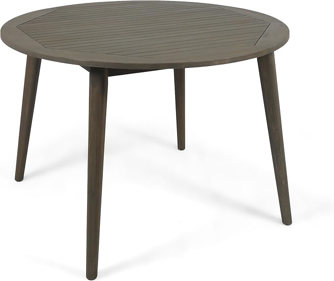Christopher Knight Home Nick Outdoor Acacia Wood Round Dining Table, Gray Finish
