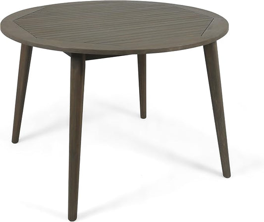 Christopher Knight Home Nick Outdoor Acacia Wood Round Dining Table, Gray Finish