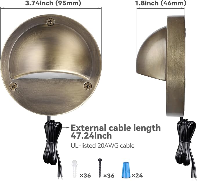 LEONLITE 12-Pack 5CCT 3.74inch Low Voltage LED Deck Lights, Bronze | 180LM, 12-24V AC/DC, CRI90, UL Listed, Die-cast Aluminum Housing, Frosted Glass Lens, 1800K/2700K/3000K/4000K/5000K