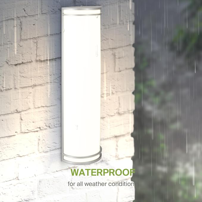 ASD 24 Inch LED Outdoor Sconce Lights - 25W 120-277V 3000K 4000K 5000K Nickel Exterior Lighting Fixtures, Dimmable Exterior Lights for House, Modern Patio Wall Light Fixture ETL 2 Pack