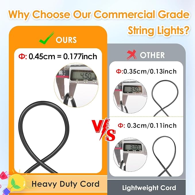3 Color Outdoor LED Dimmable String Lights with Remote 48FT, Black | Plug in, Jump/Fade/Static Modes, 2700K/4000K/5000K, 15 S14 Bulbs, Shatterproof, Waterproof, Linkable, Backyard Patio Decor