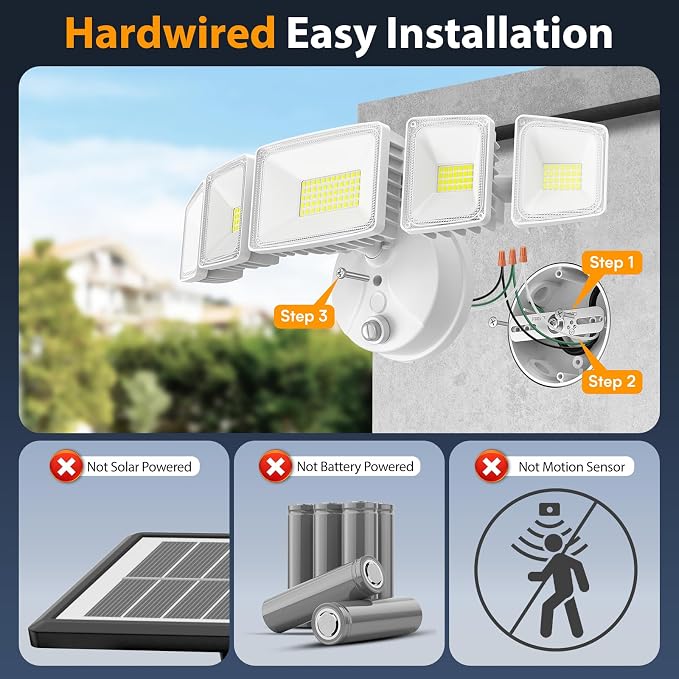 Onforu 120W Dusk to Dawn Flood Light Outdoor, IP66 Waterproof, 5 Head,White | 12000lm 6500k Super Bright, Hardwired, Automatic Dusk to Dawn Outdoor Lighting for Home Garage,Yard, Driveways