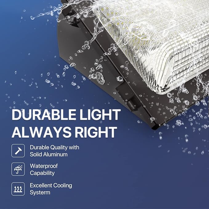 HYPERLITE LED Wall Pack Light 120W with Dusk to Dawn Photocell and Glass Lens LED Security Flood Commercial and Industrial Outdoor LED Wall Lights Out Door for House Warehouses UL Listed