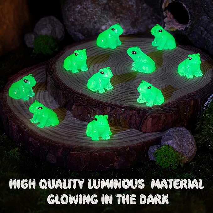 104PCS Luminous Mini Resin Frogs Green Frog Figurines Tiny Frogs for Micro | Cute Tiny Frogs Glow in The Dark, Micro Moss Landscape, Dollhoues, Terrarium Aquariums, Cake Decor, Hidden Games