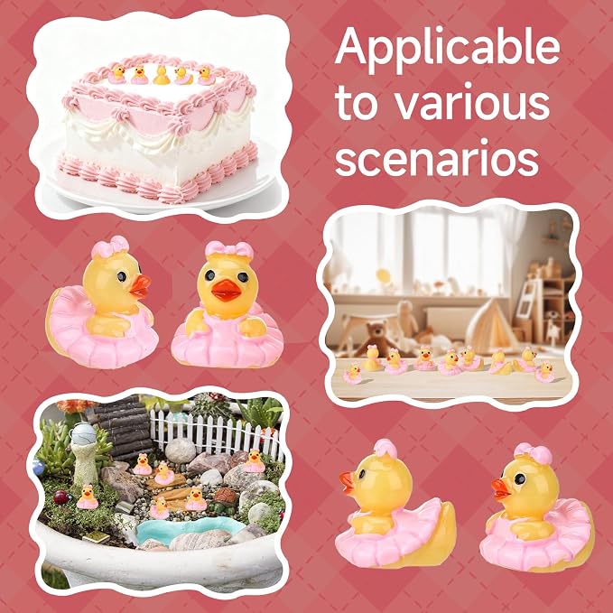 30 Pcs Ballet Ducks, Mini Ballet Resin Ducks Bulk, Fun Printed Toy Figures for Birthday Party Favors, Themed Decor, Kids Gift Collection (Pink Ballet Dancer)