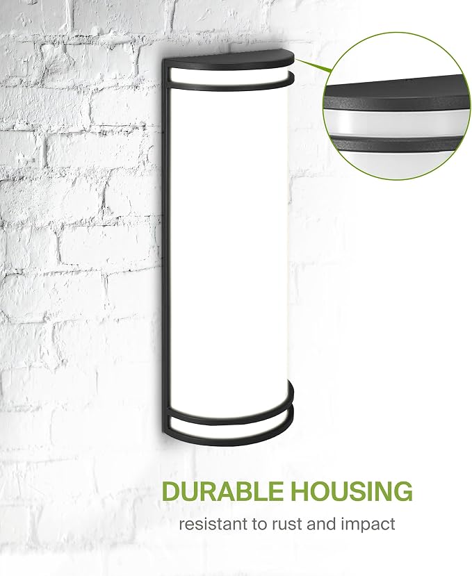 ASD 18 Inch LED Outdoor Sconce Lights - 20W 120-277V 3000K 4000K 5000K Black Exterior Lighting Fixtures, Dimmable Exterior Lights for House, Modern Patio Wall Light Fixture ETL, 2 Pack