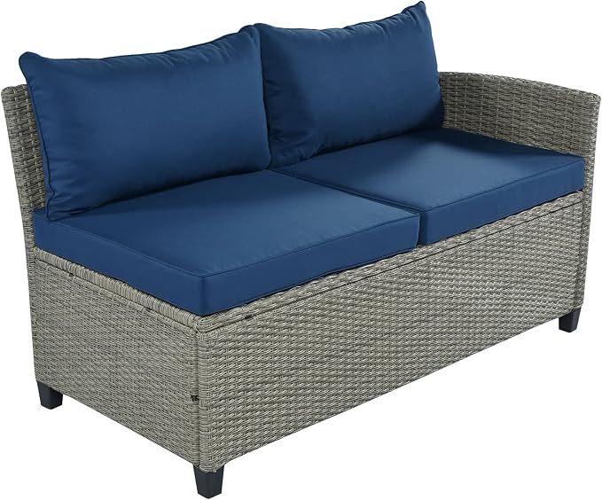Outdoor Patio Furniture Set, 5 Piece Conversation Set, Wicker Furniture, Sofa Set, Rattan Chairs, Garden, Backyard, Balcony, Porch, Loveseat by PIS
