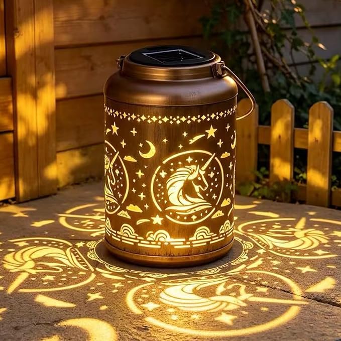 Metal Unicorn Outdoor Solar Lanterns,Hanging Light Waterproof for Garden Patio Yard Backyard Porch Decor
