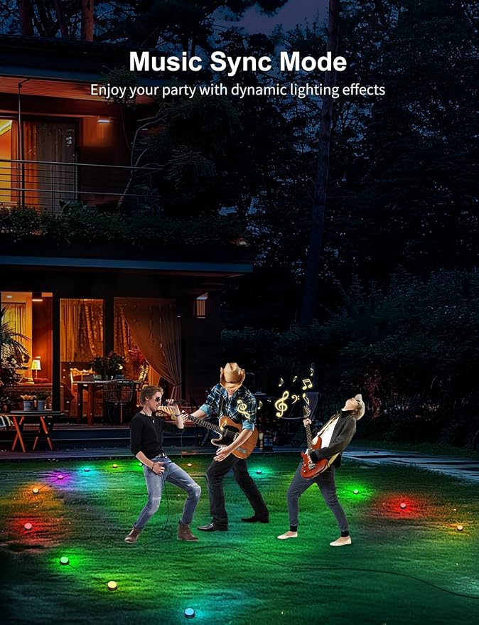 Outdoor Ground Lights 26 Pack, 58FT RGBCW Pathway Lights Wired | Tunable White Landscape Lights, DIY Scene Modes, IP65 Waterproof, for Path Yard Lawn Patio, Holiday Decor, App/Remote Control