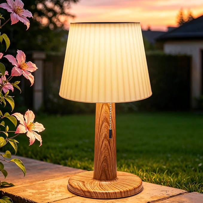 Beautyard Solar Table Lamps Outdoor Indoor - Mothers Gifts 3 Lighting Modes, 4000mAh Eye-Caring LED Waterproof Cordless Solar Desk Lamp with Pull Chain Garden Outside Patio Garden Bedroom