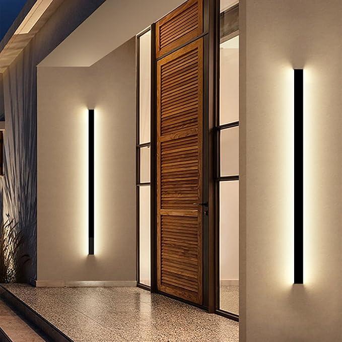 Exterior Wall Lights for House - 2pack 59inch Long Strip Modern Outdoor Light Wall Fixture Sconce, Dimmable Outside Garage Exterior Lights, Black Wall Mount Lighting for Porch Corridor, Garage