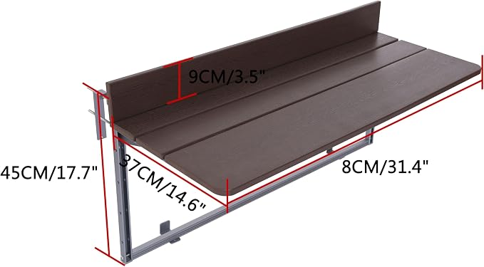 Balcony Bar Table for Railings, Outdoor Hanging Folding Adjustable Height Deck Rail Table for Patio, Garden, Rustproof Aluminum Alloy Frame,Weather Resistant, Easy Assembly