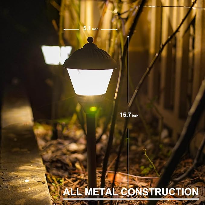 Pathway Lights 1.5W LED 8PK Outdoor Low Voltage Landscape Lighting Kits 100Lumen Hardwired Path Lights 3000K Warm White Metal 12V Bronze Electric Sidewalk Walkway Light with Cable Connector