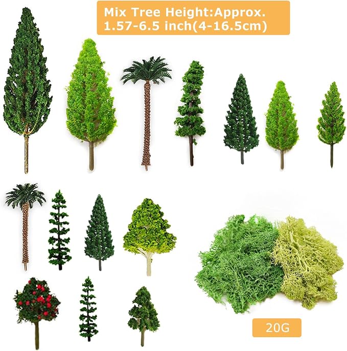 Miniature Garden Accessories, 32 Pcs, Model Scenery Kit, Forest Animal Figures with Model Trees Craft Grass for DIY Crafts, Micro Landscape Decoration