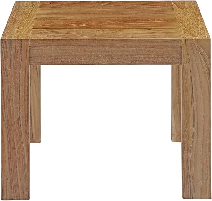 Modway Upland Teak Wood Outdoor Patio Side End Table in Natural
