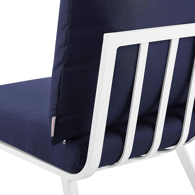 Modway Riverside 4 Piece Outdoor Patio Aluminum Set, 114 x 61.5 x 28, White Navy
