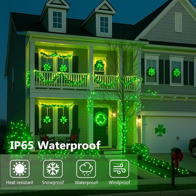 Solar Fairy Lights, 2 Pack Total 400LED 144FT Waterproof String Lights | Green, Copper Wire, 8 Lighting Modes Solar Twinkle Lights for Tree Garden Patio Party Outdoor Christmas Decorations