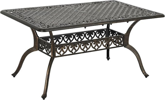 TITIMO 60" Outdoor Patio Bistro Rectangular Dining Table with 2" Umbrella Hole