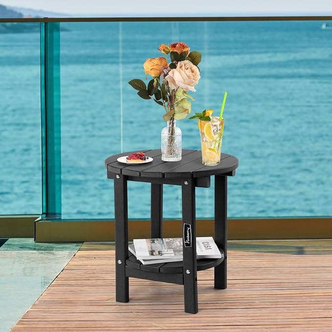 FUNBERRY Outdoor Adirondack Side Table Set of 2, Patio End Tables | 2-Tier, HDPE All Weather, No Rot or Rust or Crack, UV Fade Shield, Save Space, Easy-Clean for Indoor or Outdoor