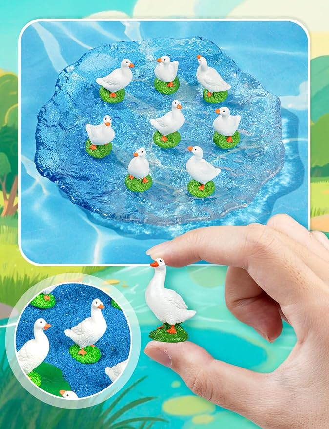 50pcs Mini Resin GooseT iny Animal Figurines Bulk | Small Desk Goose Decor for Garden Lawn Yard Micro Landscape Aquarium Potted Ornament DIY Craft