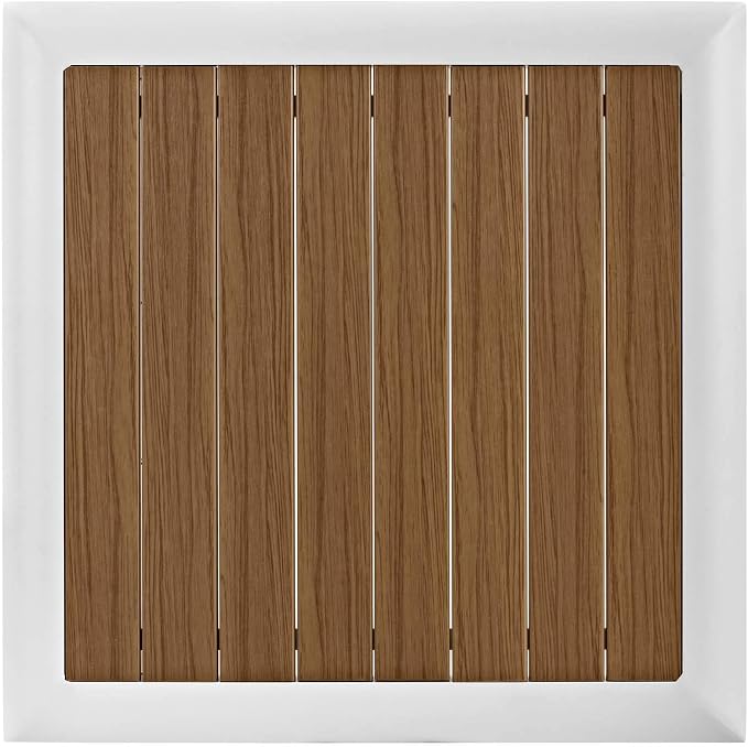 Modway Stance Outdoor Patio Contemporary Modern Wood Grain Aluminum Accent Side Table In White Natural