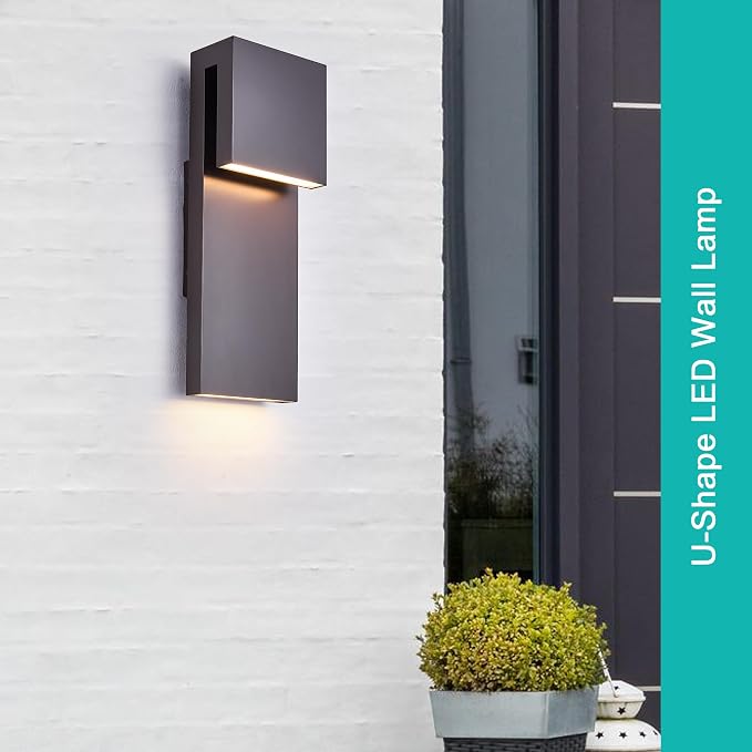 Tarentlight Modern Outdoor Indoor Integrated LED Wall Sconce, 2-Light Total 17W,Bronze Finish,1600 Lumens,3000 Kelvin,90 CRI, Dimmable,Input 120-277V,Weatherproof for Global Front Porch Decor Use.