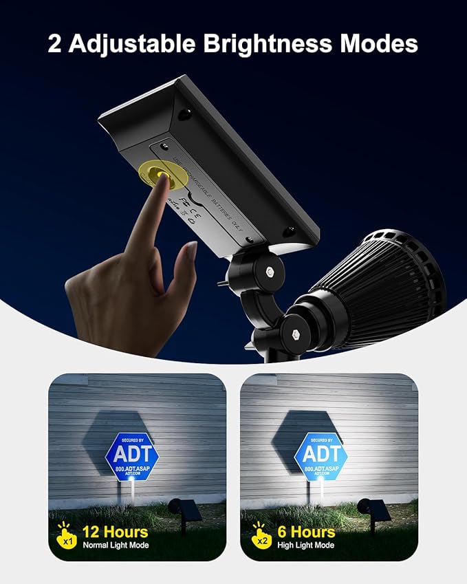 FALOVE Solar Spot Lights Outdoor Waterproof for Flag, Palm Tree, Pole, Sign, Statue, Mailbox, Bright LED Outside Landscape Flood Spotlights for Accent Uplighting Yard, Garden, House, Backyard, Patio