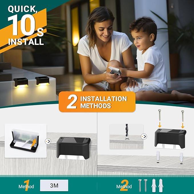 SOLPEX Solar Deck Lights Outdoor Waterproof LED 12 Pack, Warm White | Waterproof LED for Outdoor Stairs, Step, Fence, Yard, Patio, deck and Pathway