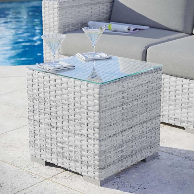 Modway EEI-4300-LGR Side Table, Light Gray, 17.5 x 17.5 x 18