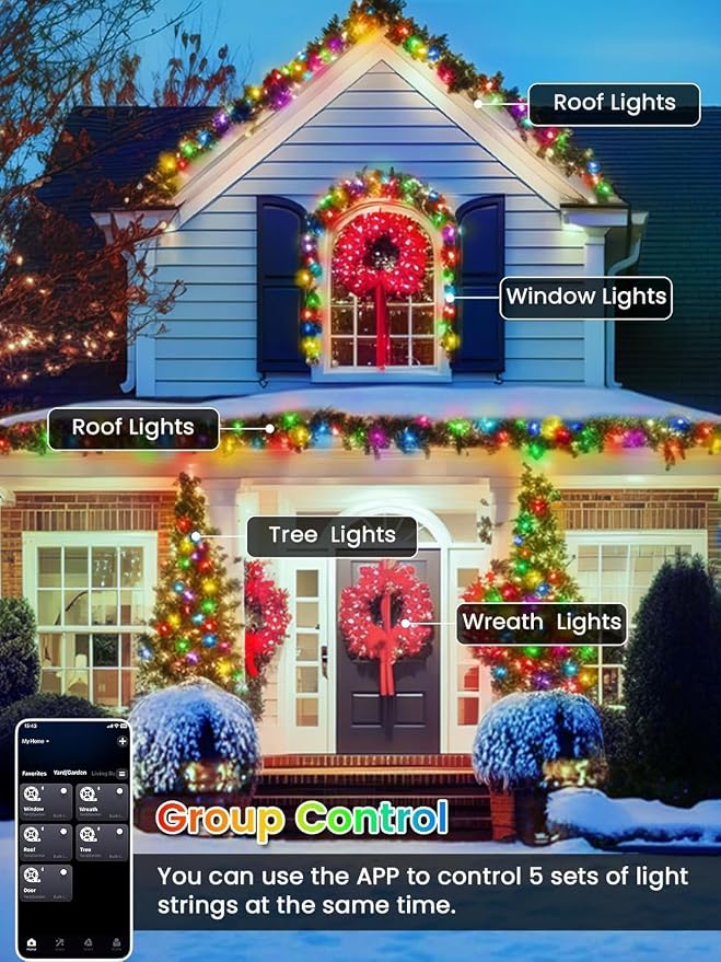 600LED Smart RGB Color Changing String Lights 210FT Orange Fall Light App | Music Sync, Multi Colors and Modes, Timer, Waterproof Twinkle Light Outdoor with Remote for Christmas Halloween Fall Decor