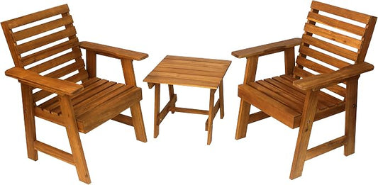 Leigh Country Sequoia Rustic Patio Furniture Set, Acacia Wood 3-Piece Set with 2 Chairs & Table, Rustic Style for Porch, Deck, Backyard, Outdoor, Easy Assembly