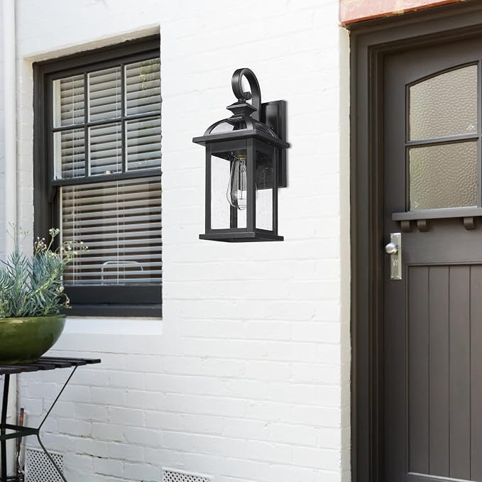Darkaway Outdoor Lights Fixtures Wall Mount, Outdoor Wall Sconce with Seeded Glass Waterproof Outside Exterior Lighting Fixture for House, Front Porch, Patio (1 Pack)