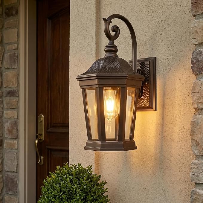 Brown Exterior Wall Sconces, 21'' Large Outdoor Porch Light Fixtures