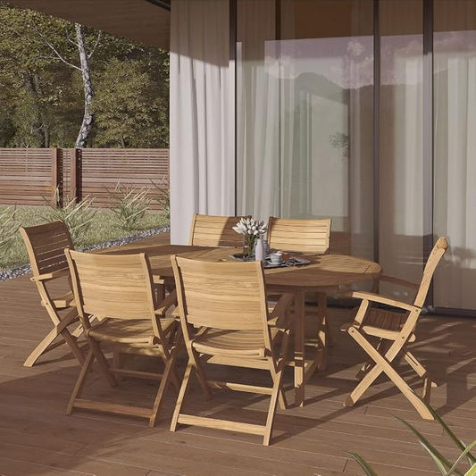 Amazonia Extendable Oval Boynton Patio Dining Set, 7 Piece, Brown