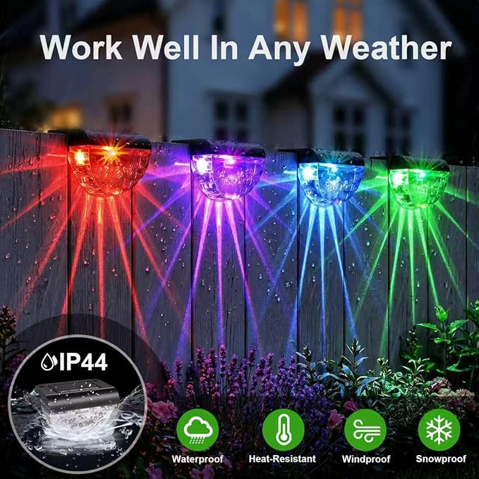 Melunar 16 Pack Solar Deck Lights Outdoor, Solar Step Lights Waterproof for Outside, Yard, Patio, Garden, Pool, Railing, Stairs, Fence (Color Changing)