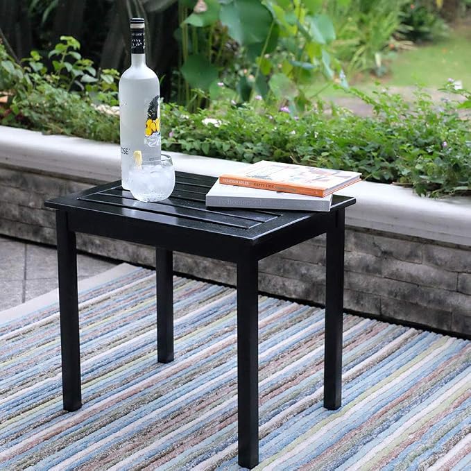Cambridge Casual Bentley Solid Mahogany Outdoor Side Table – Weather-Resistant Patio End Table, Outdoor Accent Table for Porch, Deck, or Garden – Black Finish