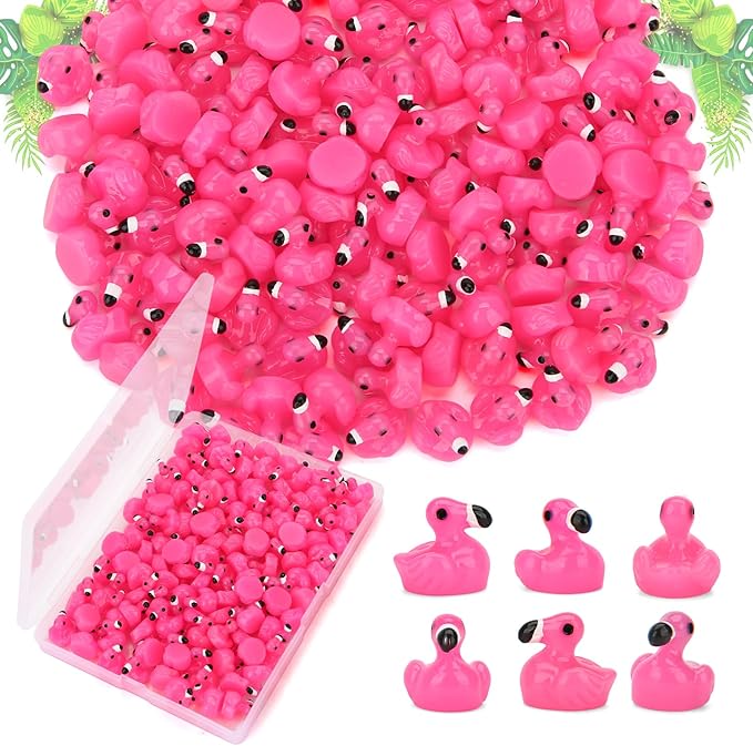 120 Pcs Pink Mini Resin Flamingos Ducks for Crafts Tiny Figures to Hide | Cute Miniature Plastic Flamingos for Garden Dollhouse Micro Landscape Aquarium Party Gifts Fish Tank Home Decorations