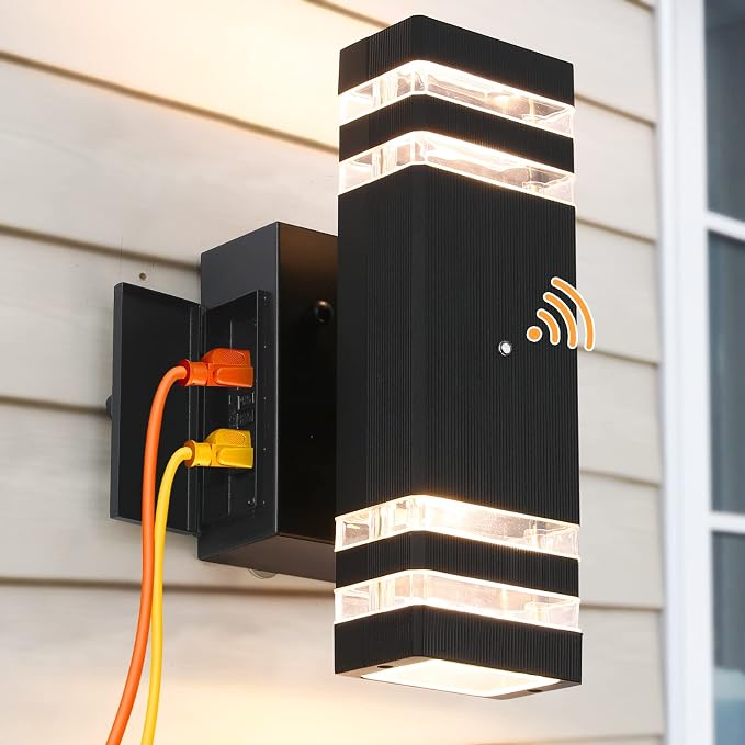 Porch Lights with GFCI Outlet, Dusk to Dawn Outdoor Lights with Outlet | IP65 Waterproof Anti-Rust Exterior Light Fixture Outside Wall Sconce for House Porch Garage Front Door