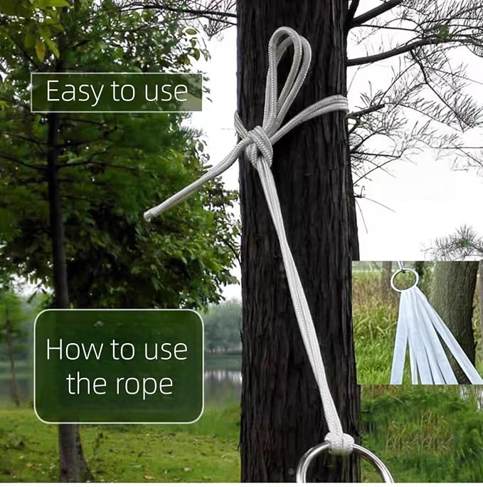 Portable Camping Hammock, Cool Ice Silk Mesh Hammocks with Tree Straps Carry Bag, Single Hanging Sturdy Hammock for Travel Patio Garden. Up to 550lbs. Blue