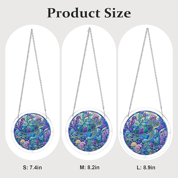 Acrylic Puzzle Suncatcher, Sun Catchers Puzzle for Window Hanging | 7.4 Inch Coastal Turtle DIY Suncatcher Puzzle for Adults, Ideal Gifts for Women, Men, Wife, Mom, Home & Garden Decor