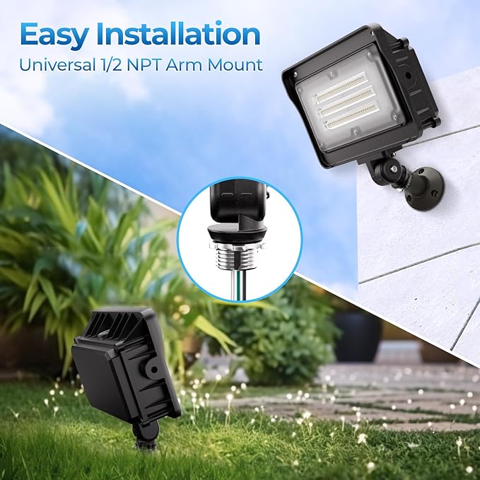 CINOTON 50W 7000LM LED Flood Lights Outdoor, 5000K, ETL Listed, 1 Pack | IP65 Waterproof Exterior Security Wall Pack with 180°Knuckle, 100-277V Outside Aluminum Fixture for Garage Garden Landscape